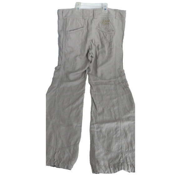 Y2K Armani Exchange Jogger Pants Women's 10 Khaki Linen Blend Cinch Ankle - Picture 8 of 12